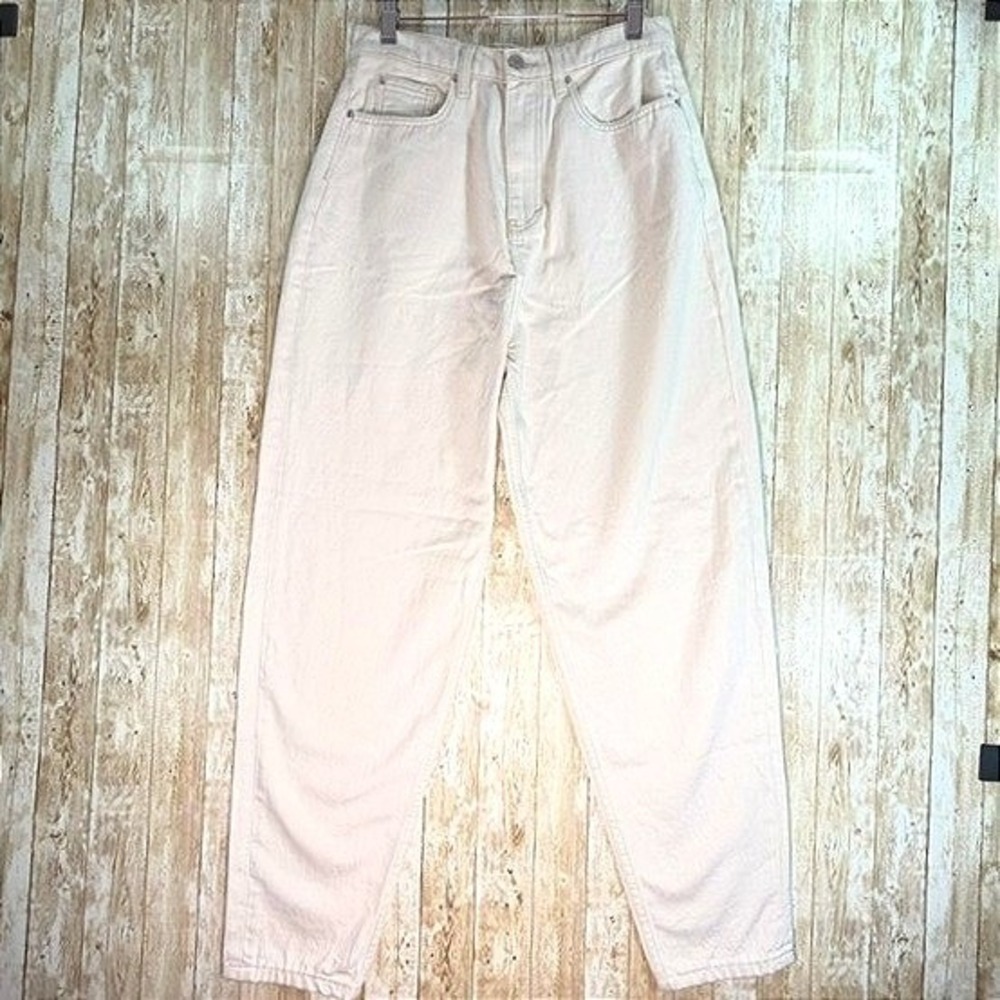 NWT WeWoreWhat Ivory Barrel Leg Jeans Women 28 High Rise Denim Balloon Leg